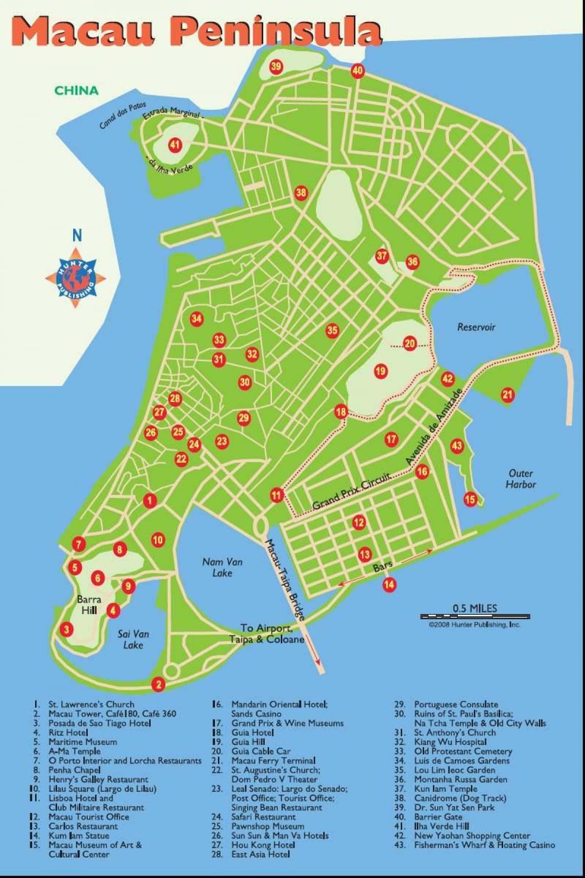 Znamenitosti Macau na karti